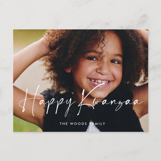 Modern Happy Kwanzaa Foto Holiday Postkarte (Vorderseite)