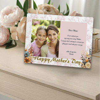 Modern Happy Mütter Day Pink Floral Fotoplatte