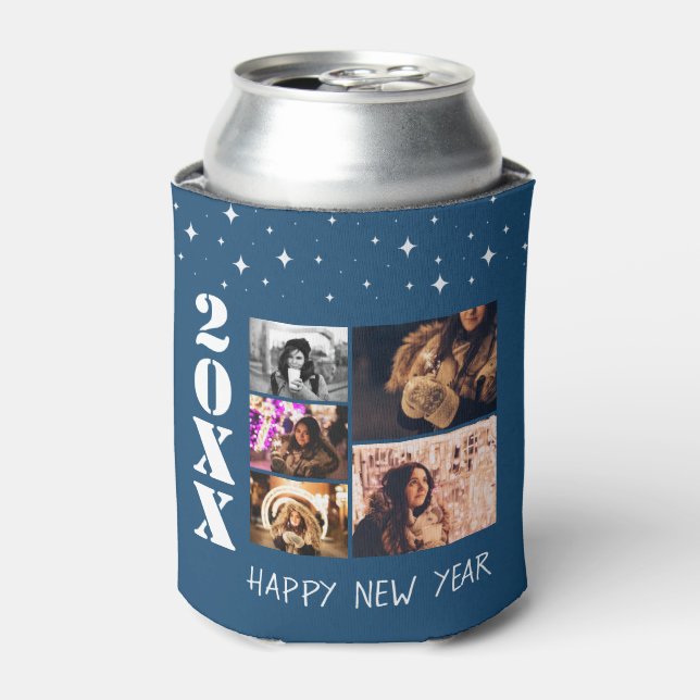 Modern Happy New Year 2026 5 Foto Collage Dosenkühler (Kanne Vorderseite)