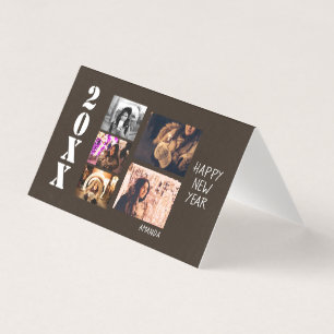 Modern Happy New Year 5 Foto Collage Card