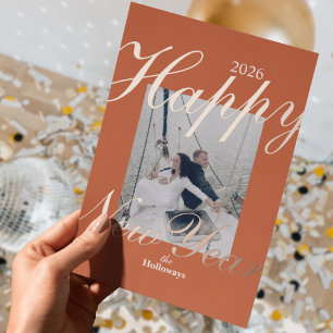 Modern Happy New Year Simple One Foto Folien Feiertagskarte