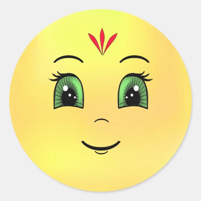 Modern Happy Sun Runder Aufkleber (Vorderseite)