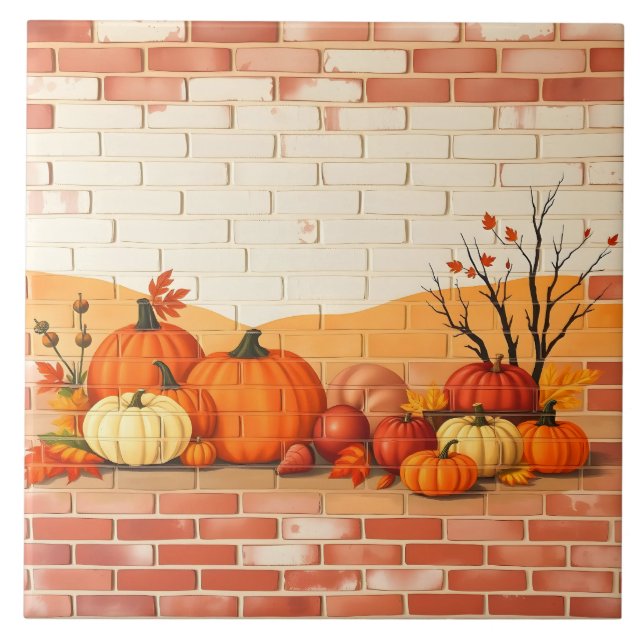 Modern Happy Thanksgiving Schöner Fall Fliese (Vorderseite)