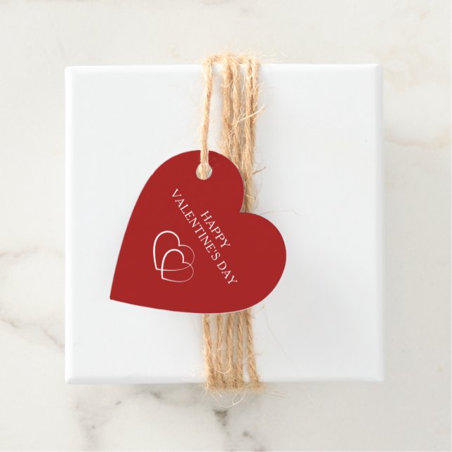 Modern Happy Valentine's Day Red Heart Geschenkanhänger (Beispiel)