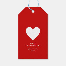 Modern Happy Valentines Day Red White Heart Strip Geschenkanhänger