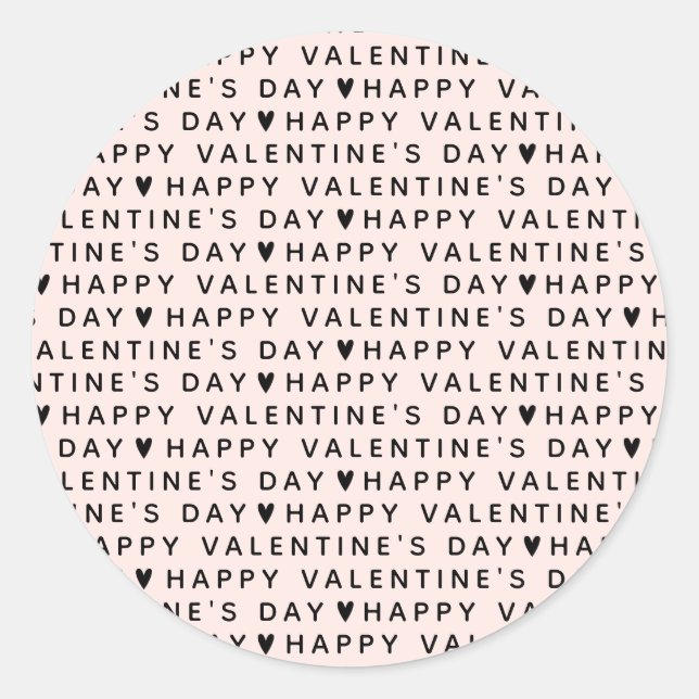 Modern Happy Valentines Day Runder Aufkleber (Vorderseite)