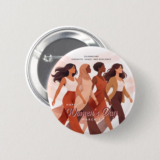 Modern Happy Women's Day Celebration March 8  Button (Vorne & Hinten)