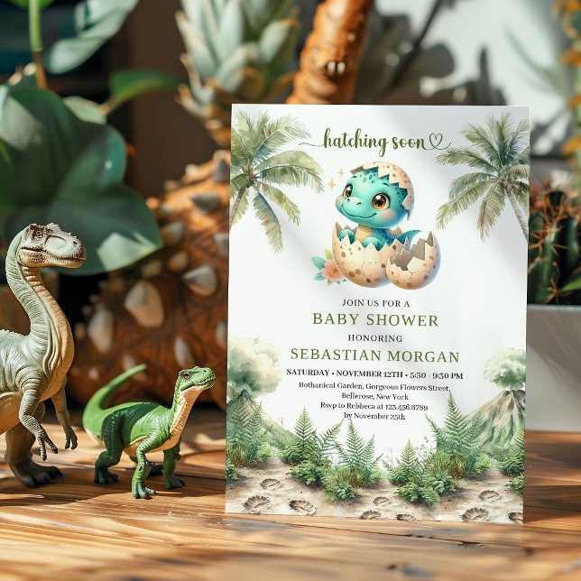 Modern Hatching Soon Dinosaur Egg Shower Invite Einladung (Modern Hatching Soon Dinosaur Egg Shower Invite)