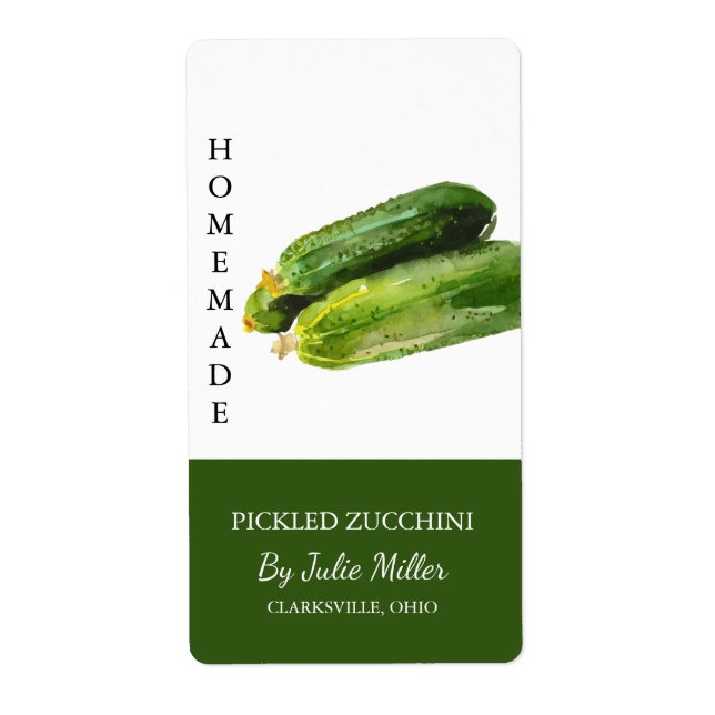 Modern hausgemachte Zucchini-Kennzeichnung (Vorne)