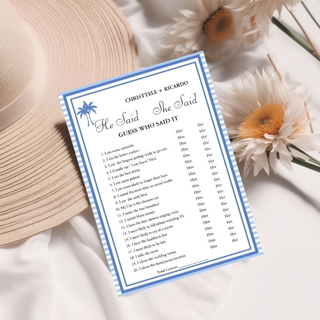 Modern He dit qu'elle a dit carte de jeu de douche (Créateur téléchargé)