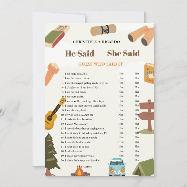 Modern He dit qu'elle a dit carte de jeu de douche (Devant)