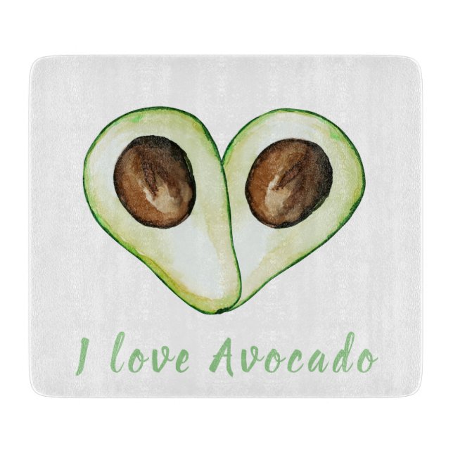 Modern Heart Green I Liebe Avocado Zitat Schneidebrett (Vorderseite)