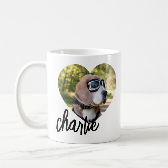 Modern Heart Pet’s Photo Name Kaffeetasse (Links)