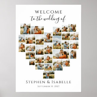 Modern Heart Photo Collage Wedding Welcome Poster