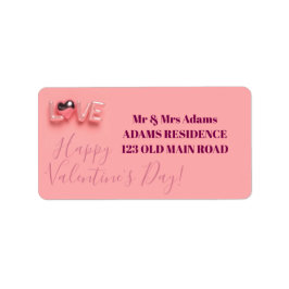  MODERN  HEART PINK VALENTINES DAY   ADRESSAUFKLEBER