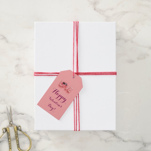  MODERN  HEART PINK VALENTINES DAY   GESCHENKANHÄNGER (Mit Garn)