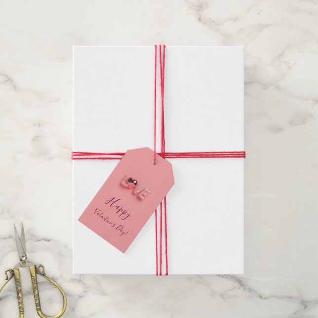  MODERN  HEART PINK VALENTINES DAY   GESCHENKANHÄNGER (Mit Garn)
