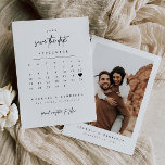 Modern Heart Save the Date Kalender Fotokarte<br><div class="desc">Diese minimale und moderne Save the Date Hochzeitskarte ist die perfekte Möglichkeit,  Ihre Freunde und Familie über Ihre Hochzeit zu informieren. Um das Herz zu Ihrem Hochzeitstag zu verschieben,  wählen Sie den Button 'Bearbeiten mit dem Design-Tool'.</div>