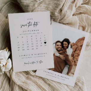 Modern Heart Save the Date Kalender Fotokarte