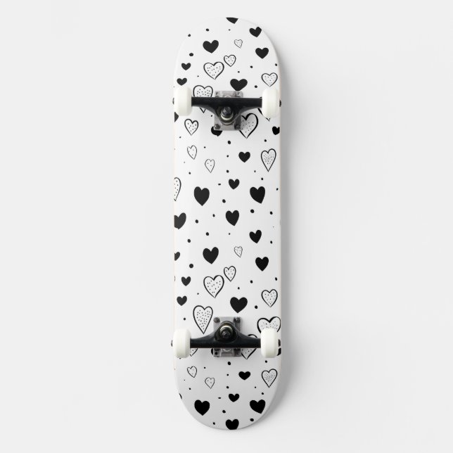 Modern Hearts Pattern Skateboard (Vorderseite)