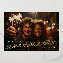 Modern Hearts Save The Date Photo Wedding Website Folieneinladung