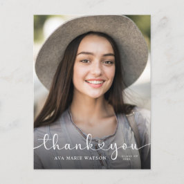 Modern Hearts Script Abschluss Foto Vielen Dank Postkarte