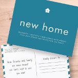 Modern hell Minimalistisch Neue Zuhause Ankündigungspostkarte<br><div class="desc">Design besteht aus modernen serifenlosen Schriftzeichen auf einem Hintergrund reiner Farbe</div>