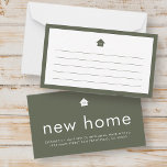 Modern hell Minimalistisch Neue Zuhause Mitteilungskarte<br><div class="desc">Design besteht aus modernen serifenlosen Schriftzeichen auf einem Hintergrund reiner Farbe</div>