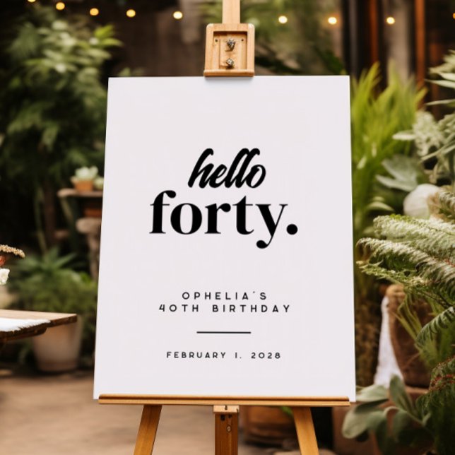 Modern Hello 40. Geburtstag Begrüßungszeichen Poster (Von Creator hochgeladen)