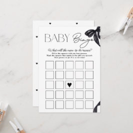 Modern Hello Baby Bow Baby Showbaby Bingo Card Einladung