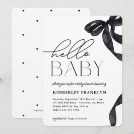 Modern Hello Baby Bow Baby Shower Einladung