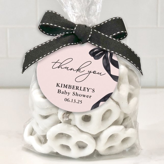 Modern Hello Baby Watercolor Black Bow Babydusche Geschenkanhänger (Von Creator hochgeladen)