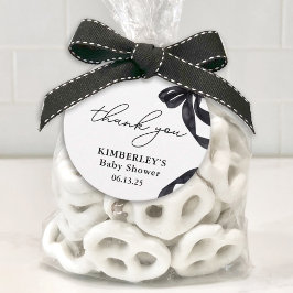 Modern Hello Baby Watercolor Black Bow Babydusche Geschenkanhänger