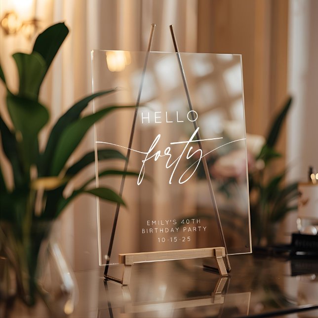 Modern Hello Forty 40th Birthday Party Welcome (Créateur téléchargé)