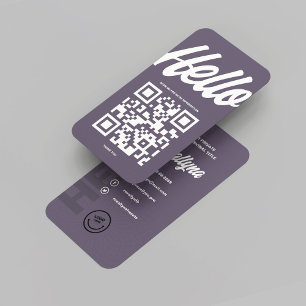 MODERN HELLO MONOGRAM LOGO DAVY GRAY QR CODE VISITENKARTE