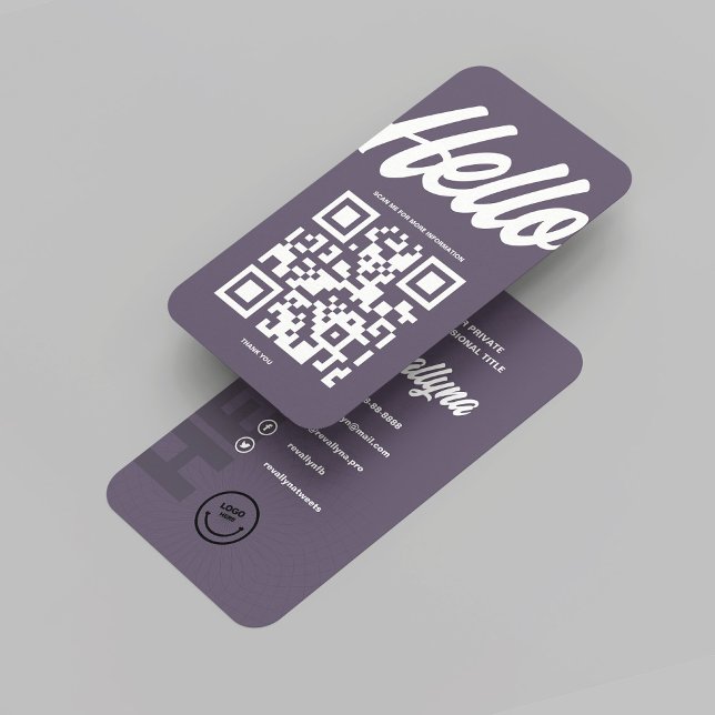 MODERN HELLO MONOGRAM LOGO DAVY GRAY QR CODE VISITENKARTE (MODERN HELLO MONOGRAM LOGO DAVY GREY QR CODE BUSINESS CARD
)