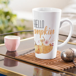 Modern Hello Pumpkin Orange Pumpkin mit Blume Milchtasse