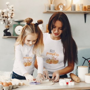 Modern Hello Pumpkin Orange Pumpkin mit Blume T-Shirt
