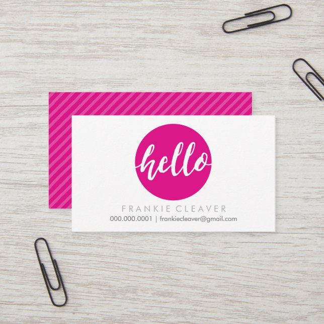 MODERN HELLO SCRIPT handgezeichnete fette Stelle n Visitenkarte (Vorderseite/Rückseite Beispiel)