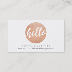 MODERN HELLO SCRIPT handgezogene Fett-Spot-Rose Go Visitenkarte