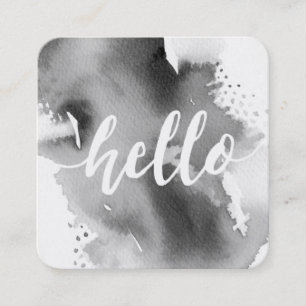MODERN HELLO SCRIPT künstlerische Aquarellspritze  Quadratische Visitenkarte