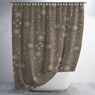 Modern Hexa sepia Golden ursidae mandala Art Duschvorhang