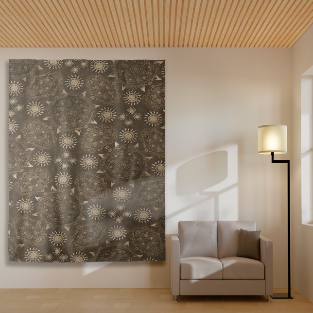 Modern Hexa sepia Golden ursidae mandala Art Wandteppich (Von Creator hochgeladen)