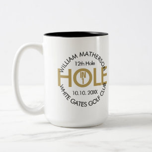 Modern Hole-in-One Schwarz und Gold Zweifarbige Tasse