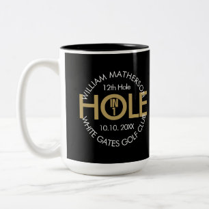 Modern Hole-in-One Schwarz und Gold Zweifarbige Tasse
