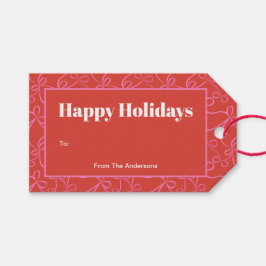 Modern Holiday Bold Red & Pink Ribbon Pattern Geschenkanhänger
