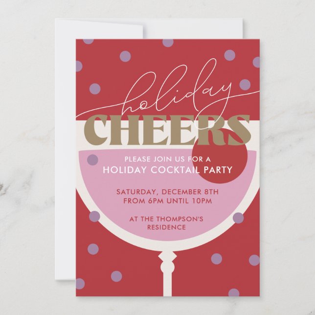 Modern Holiday Cheers Cocktail Party Invitation (Devant)