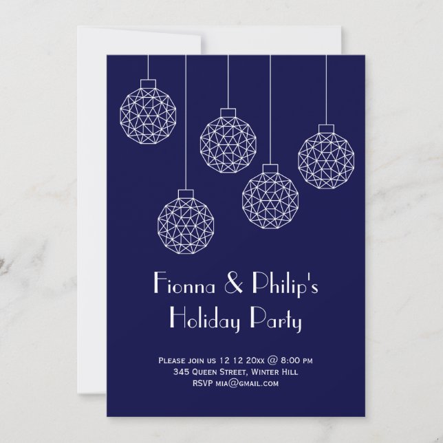 Modern Holiday Party Blue Einladung (Vorderseite)