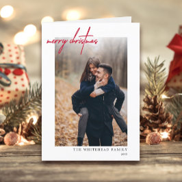 Modern Holiday Red White Christmas Card Feiertagskarte