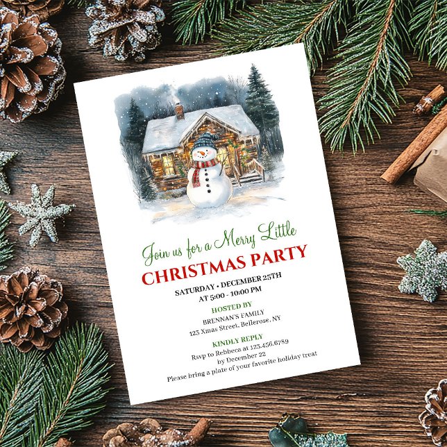 Modern Holiday Scene Watercolor Christmas Invite Einladung (Modern Holiday Scene Watercolor Christmas Invite)